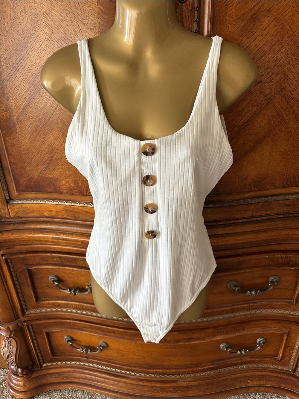 Dolls Kill White Ribbed Scoop-Neck Bodysuit